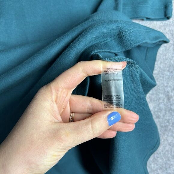 Soft Surroundings Moda Tunic Mini Dress Large Zipper Pockets Green 100% Cotton - Picture 7 of 8